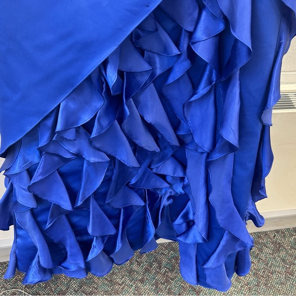 Jump apparel, royal blue prom dress, ruffle and rhinestone details - Picture 2 of 8